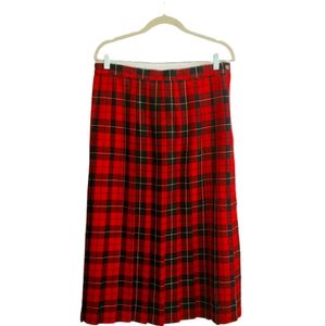 Vintage Requirements Women Plaid Checked Pleated Midi Skirt
